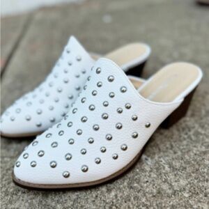 Chinese Laundry White Studded Mules